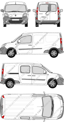 Renault Kangoo Z.E., Maxi, van/transporter, Heck verglast, rechts teilverglast, Rear Wing Doors, 1 Sliding Door (2012)