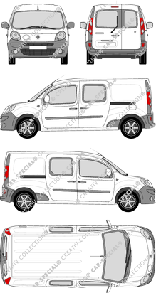 Renault Kangoo Z.E., Maxi, van/transporter, rear window, double cab, Rear Wing Doors, 2 Sliding Doors (2012)