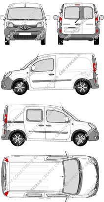 Renault Kangoo Rapid, Rapid, Kastenwagen, Heck verglast, rechts teilverglast, Rear Wing Doors, 1 Sliding Door (2013)