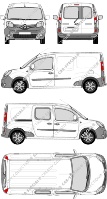 Renault Kangoo Rapid, Rapid Maxi, Kastenwagen, Heck verglast, rechts teilverglast, Rear Wing Doors, 1 Sliding Door (2013)