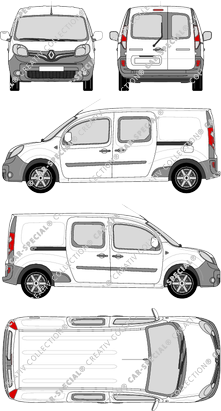 Renault Kangoo Rapid, Rapid Maxi, van/transporter, rear window, double cab, Rear Wing Doors, 2 Sliding Doors (2013)