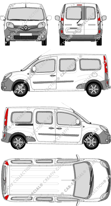 Renault Kangoo, Maxi, van/transporter, Rear Wing Doors, 1 Sliding Door (2013)