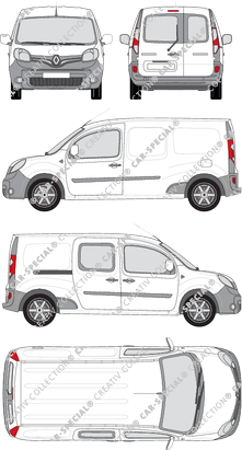 Renault Kangoo Rapid Z.E., Rapid Maxi, fourgon, Heck verglast, rechts teilverglast, Rear Wing Doors, 1 Sliding Door (2013)