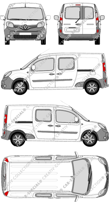 Renault Kangoo Rapid Z.E., Rapid Maxi, Kastenwagen, Heck verglast, Doppelkabine, Rear Wing Doors, 2 Sliding Doors (2013)