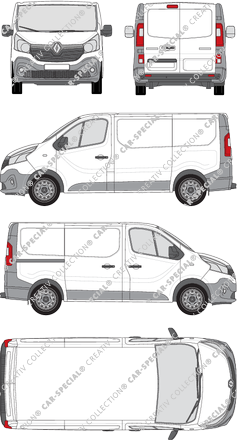 Renault Trafic, van/transporter, L1H1, Rear Wing Doors, 1 Sliding Door (2014)