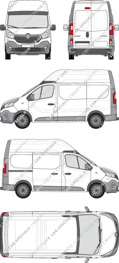 Renault Trafic, fourgon, L1H2, Rear Wing Doors, 1 Sliding Door (2014)
