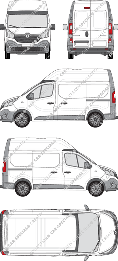 Renault Trafic, furgón, L1H2, Rear Wing Doors, 2 Sliding Doors (2014)