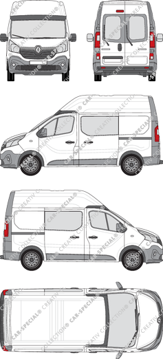Renault Trafic, van/transporter, L1H2, rear window, double cab, Rear Wing Doors, 2 Sliding Doors (2014)