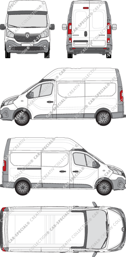 Renault Trafic, van/transporter, L2H2, Rear Wing Doors, 1 Sliding Door (2014)