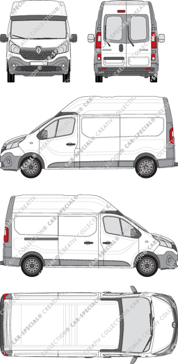 Renault Trafic, van/transporter, L2H2, rear window, Rear Wing Doors, 1 Sliding Door (2014)