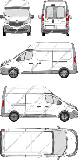 Renault Trafic, van/transporter, L2H2, rear window, Rear Wing Doors, 2 Sliding Doors (2014)