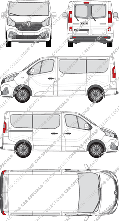 Renault Trafic, Kleinbus, L1H1, Rear Wing Doors, 1 Sliding Door (2014)