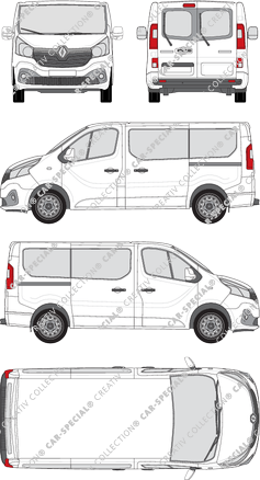Renault Trafic, minibus, L1H1, Rear Wing Doors, 2 Sliding Doors (2014)