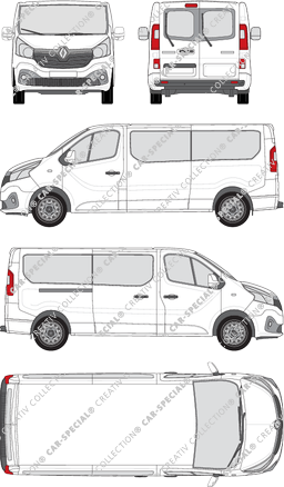 Renault Trafic, minibus, L2H1, Rear Wing Doors, 1 Sliding Door (2014)