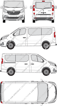 Renault Trafic, minibus, L1H1, Rear Flap, 1 Sliding Door (2014)