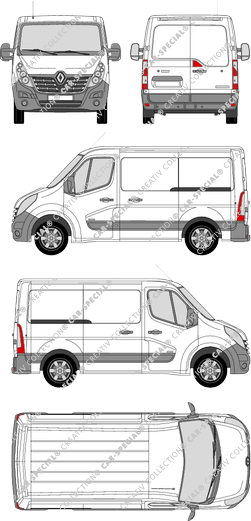 Renault Master, FWD, van/transporter, L1H1, Rear Wing Doors, 2 Sliding Doors (2014)