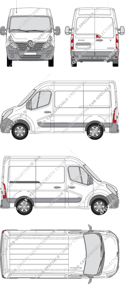 Renault Master, FWD, furgón, L1H2, Rear Wing Doors, 1 Sliding Door (2014)