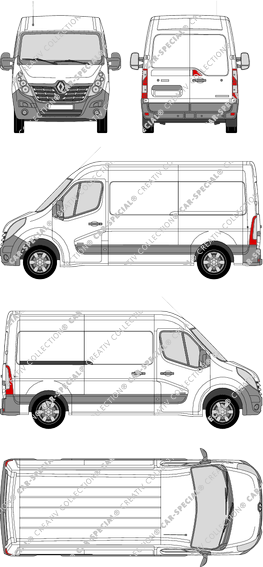 Renault Master, FWD, furgón, L2H2, Rear Wing Doors, 1 Sliding Door (2014)