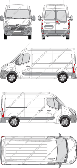 Renault Master, FWD, van/transporter, L2H2, rear window, Rear Wing Doors, 1 Sliding Door (2014)