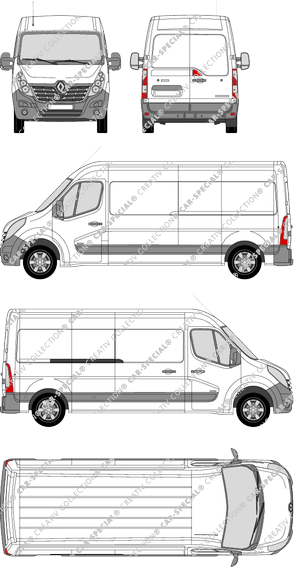 Renault Master, FWD, van/transporter, L3H2, Rear Wing Doors, 1 Sliding Door (2014)
