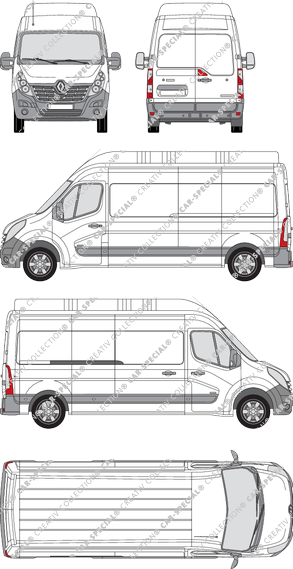 Renault Master, FWD, van/transporter, L3H3, Rear Wing Doors, 1 Sliding Door (2014)