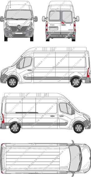Renault Master, FWD, van/transporter, L3H3, rear window, Rear Wing Doors, 1 Sliding Door (2014)
