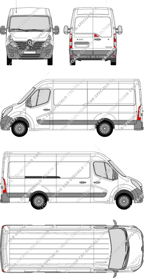 Renault Master, RWD, furgone, L3H2, Rear Wing Doors, 1 Sliding Door (2014)