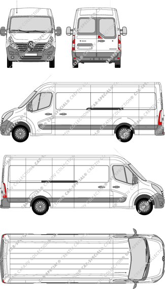 Renault Master, RWD, furgón, L4H2, ventana de parte trasera, Rear Wing Doors, 2 Sliding Doors (2014)