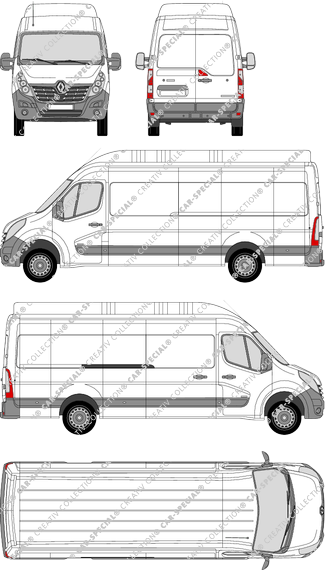 Renault Master, RWD, furgone, L4H3, Rear Wing Doors, 1 Sliding Door (2014)