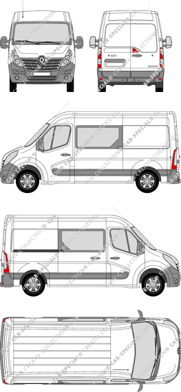 Renault Master, FWD, Kastenwagen, L2H2, Doppelkabine, Rear Wing Doors, 1 Sliding Door (2014)