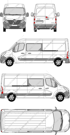 Renault Master, FWD, van/transporter, L3H2, double cab, Rear Wing Doors, 2 Sliding Doors (2014)