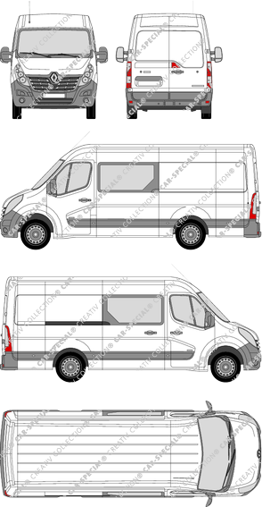 Renault Master, RWD, van/transporter, L3H2, double cab, Rear Wing Doors, 1 Sliding Door (2014)
