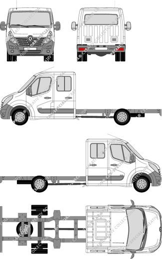 Renault Master Zwillingsbereifung, Doppelbereifung, Fahrgestell für Aufbauten, L4H1, Doppelkabine (2014)