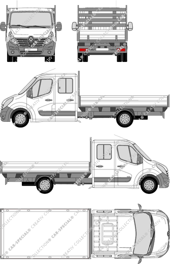 Renault Master pneus jumelés, pneus jumelés, pianale, L4H1, Doppelkabine (2014)