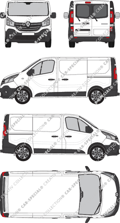 Renault Trafic, van/transporter, L1H1, rear window, Rear Wing Doors, 2 Sliding Doors (2019)