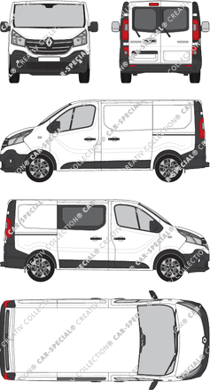 Renault Trafic, van/transporter, L1H1, Heck verglast, rechts teilverglast, Rear Wing Doors, 2 Sliding Doors (2019)