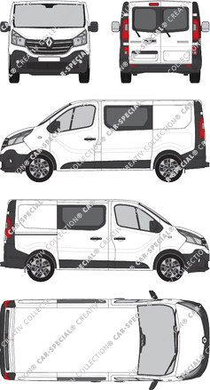 Renault Trafic, van/transporter, L1H1, rear window, double cab, Rear Wing Doors, 1 Sliding Door (2019)