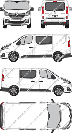 Renault Trafic, van/transporter, L1H1, rear window, double cab, Rear Flap, 1 Sliding Door (2019)