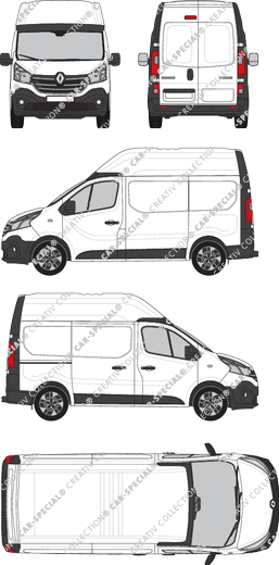 Renault Trafic, furgón, L1H2, Rear Wing Doors, 1 Sliding Door (2019)