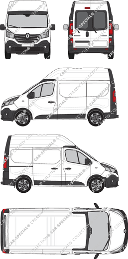 Renault Trafic, van/transporter, L1H2, rear window, Rear Wing Doors, 1 Sliding Door (2019)