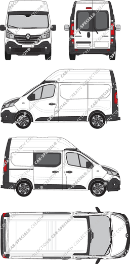 Renault Trafic, furgone, L1H2, Heck verglast, rechts teilverglast, Rear Wing Doors, 1 Sliding Door (2019)