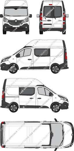 Renault Trafic, furgone, L1H2, vitre arrière, Doppelkabine, Rear Wing Doors, 1 Sliding Door (2019)