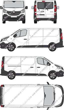 Renault Trafic, van/transporter, L2H1, rear window, Rear Wing Doors, 1 Sliding Door (2019)