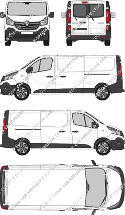 Renault Trafic, van/transporter, L2H1, rear window, Rear Wing Doors, 2 Sliding Doors (2019)