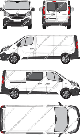 Renault Trafic, furgone, L2H1, Heck verglast, rechts teilverglast, Rear Wing Doors, 1 Sliding Door (2019)