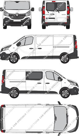 Renault Trafic, Kastenwagen, L2H1, Heck verglast, rechts teilverglast, Rear Wing Doors, 2 Sliding Doors (2019)