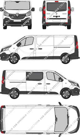 Renault Trafic, furgón, L2H1, Heck verglast, rechts teilverglast, Rear Flap, 2 Sliding Doors (2019)