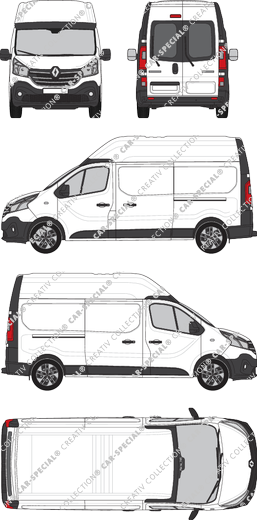 Renault Trafic, van/transporter, L2H2, rear window, Rear Wing Doors, 2 Sliding Doors (2019)
