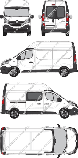 Renault Trafic, Kastenwagen, L2H2, Heck verglast, rechts teilverglast, Rear Wing Doors, 1 Sliding Door (2019)