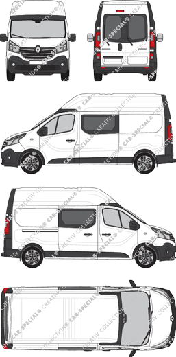 Renault Trafic, van/transporter, L2H2, rear window, double cab, Rear Wing Doors, 1 Sliding Door (2019)